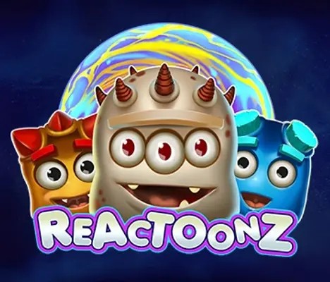 Reactoonz online game logo by Play’n GO on jungliwinnl.com